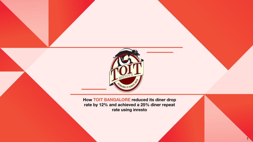 How Toit, Bangalore reduced its diner drop rate by 12% & achieved a 25% diner repeat rate using inresto